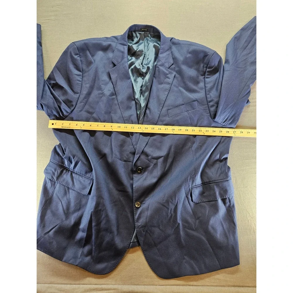 J. Ferrar Big & Tall Mens Navy Blue Two Button Suit Jacket Blazer Size 54
